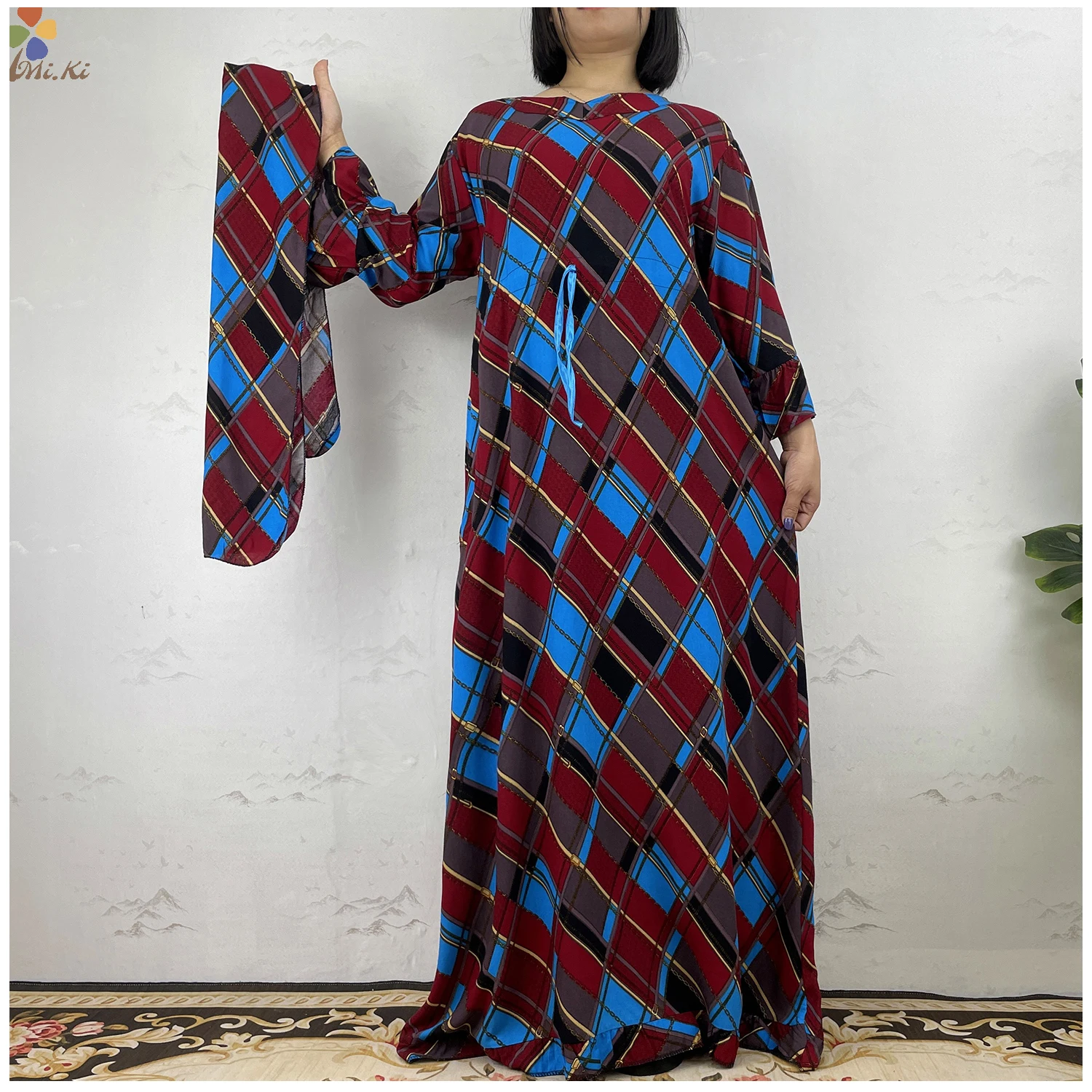 2022 Sale Latest Style Long Sleeve African Floral Diamond Printing Long Cotton Lady Elegant Summer Maxi Casual Dresses Vestidos