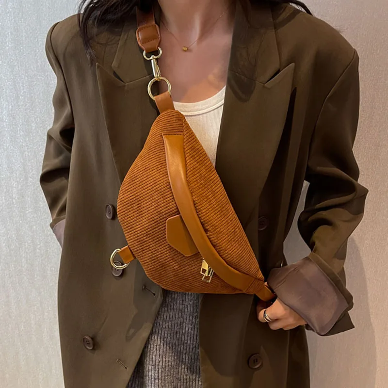 

Сумка-клатч через плечо, зимняя поясная сумочка, забавная женская сумка для телефона, модный нагрудной вельветовый мешок на плечо для женщи...