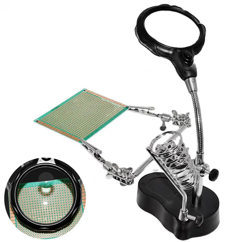 

Clamp Helping Iron With Repair Multipurpose Stand Welding, Soldering Soldering, Glass For Magnifying Soldering And Hand