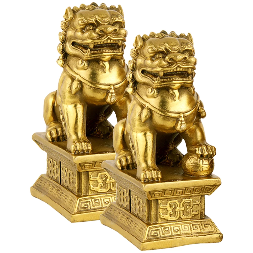 

Statue Figurine Chinese Fu Guardian Metal Decor Topper Tree Statues Foodog Brass Wealth Outdoor Dogs Ornaments Lions Beijing