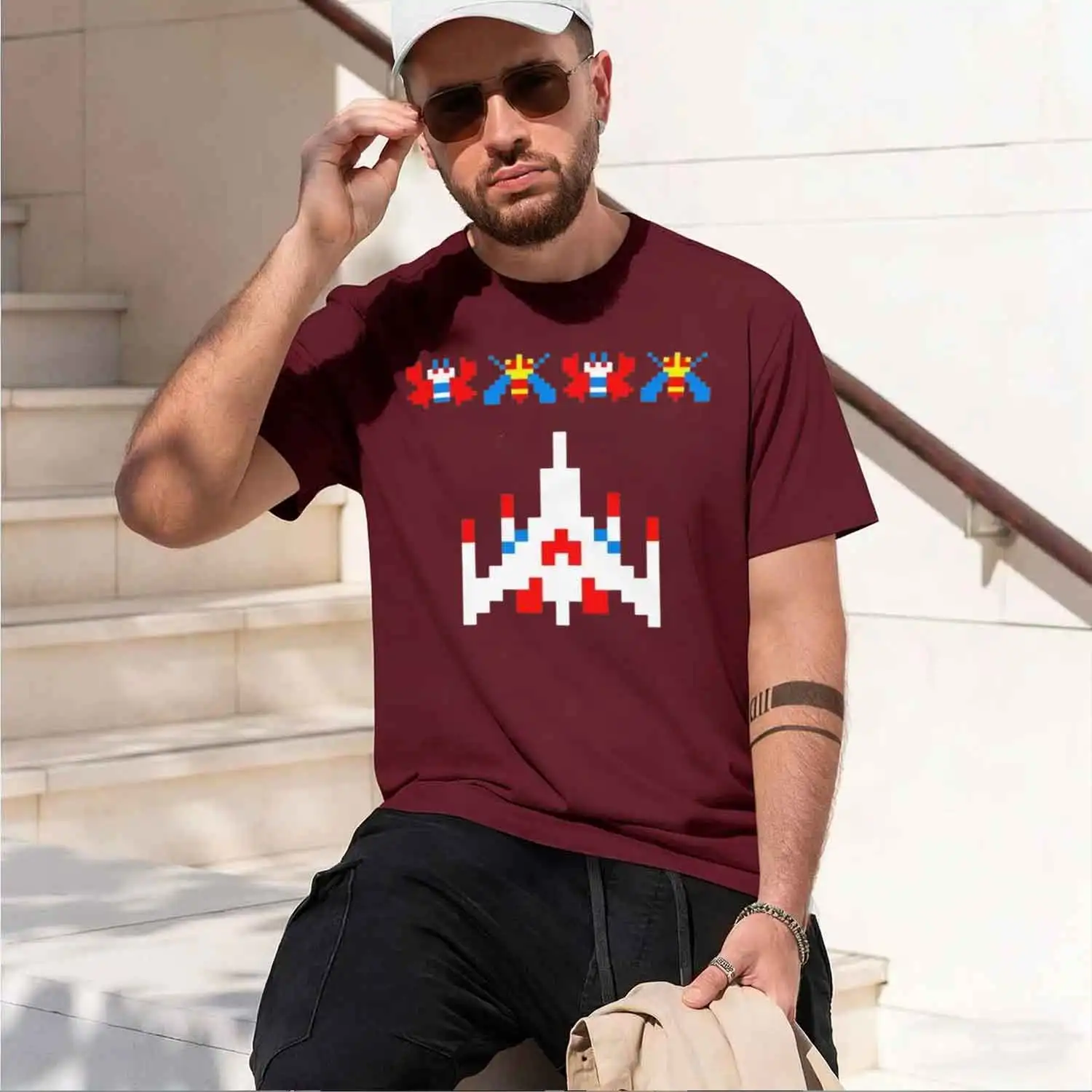 Винтажная футболка в стиле 80-х и 70-х годов с изображением видеоигры Galaga Invader Space Gaming, мужская футболка в стиле Харадзюку, ретро, повседневная модная футболка, 20 шт. (art.: 3920dc59f841b) - 3920dc59f841b