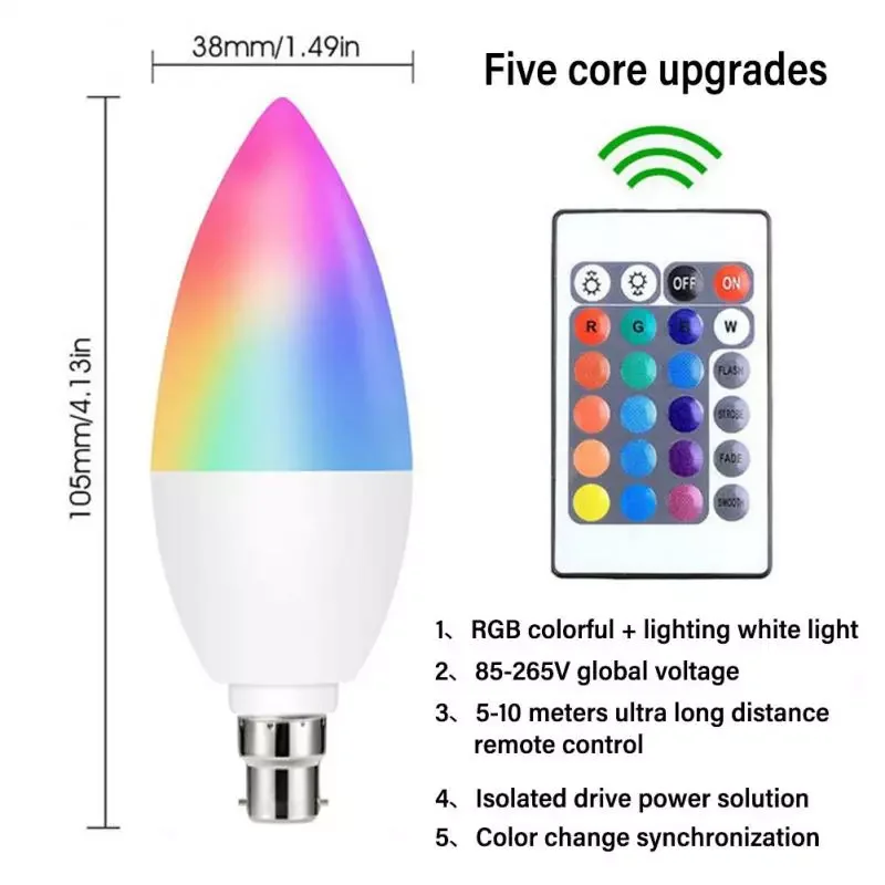 LED Bulb Candle Color Indoor Neon Sign Light Bulb RGB Tape With Controller Dimmable Smart Lamp For Home