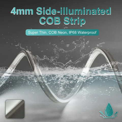 Cooleeon IP68 водонепроницаемая светодиодная лента COB с боковым светом 4 мм