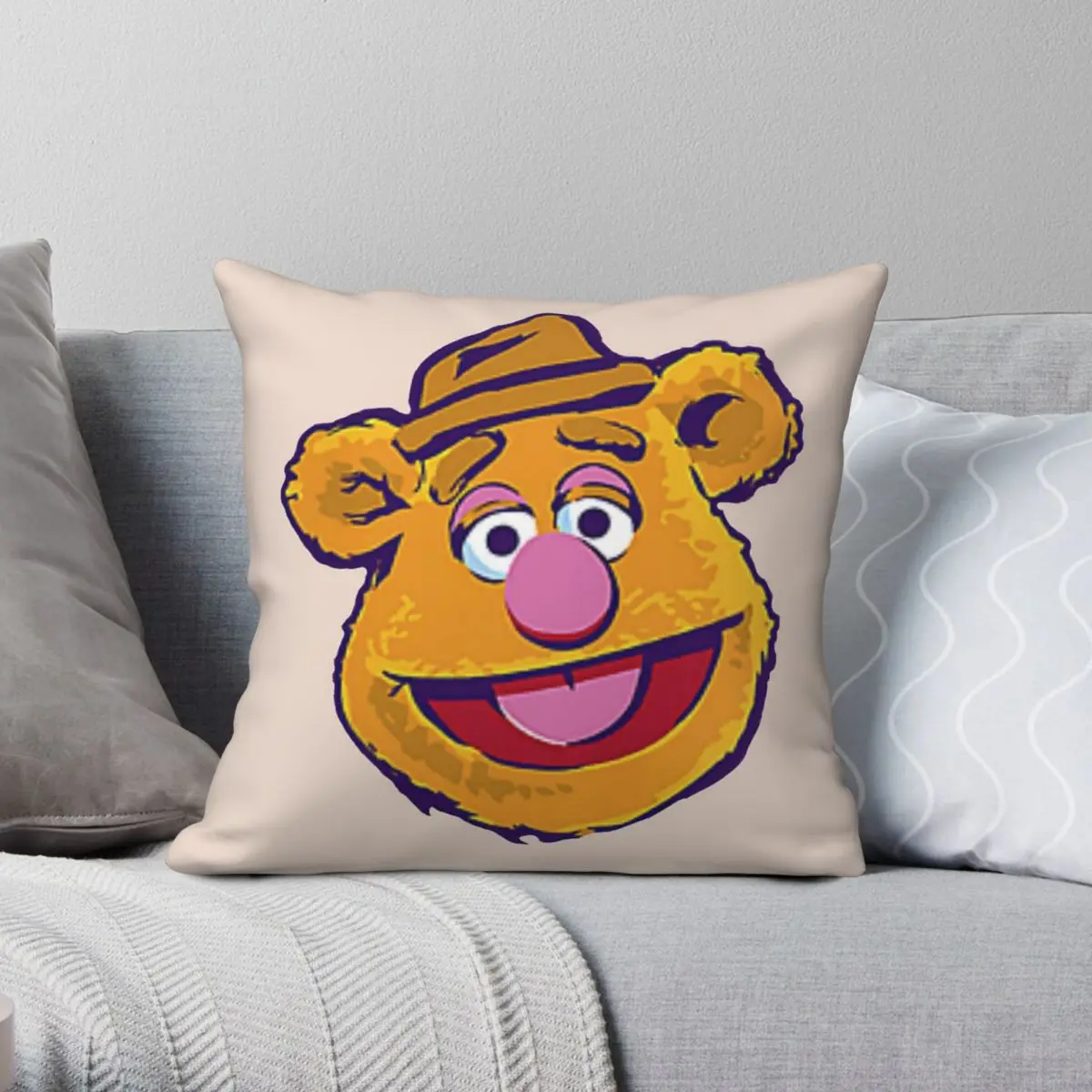 Квадратная наволочка Fozzie с изображением медведя из полиэстера и льна
