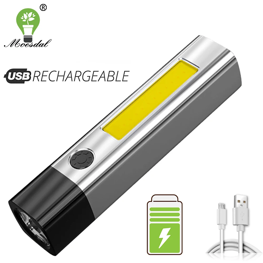 

Rechargeable LED Flashlight Super Bright Torch XPE+COB High Hardness ABS Waterproof Material Portable Super Bright Flashlight