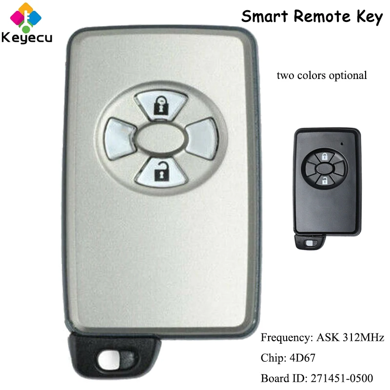 

KEYECU Smart Remote Car Key With 2 Buttons & 312MHz & 4D67 Chip for Toyota RAV4 Allion Premio Auris 2007-2013 Fob 271451-0500