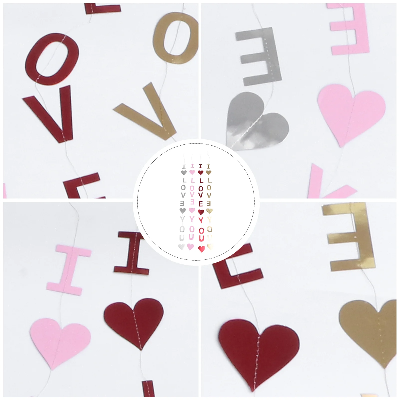 

4pcs Letter Design Banners Creative Balloon Hanging Accessory LOVE YOU Letter Wedding House Banners for Wall Ceiling Yard