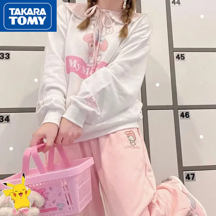

Брюки женские повседневные Takara Tomy, милые мягкие свободные универсальные спортивные штаны с широкими штанинами для студенток, с Hello Kitty