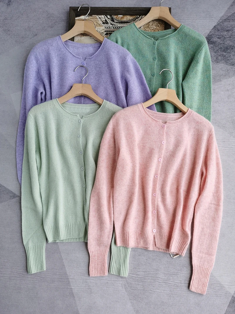 

2023 Fall Pastel Solid Color Thin Cashmere Cardigan