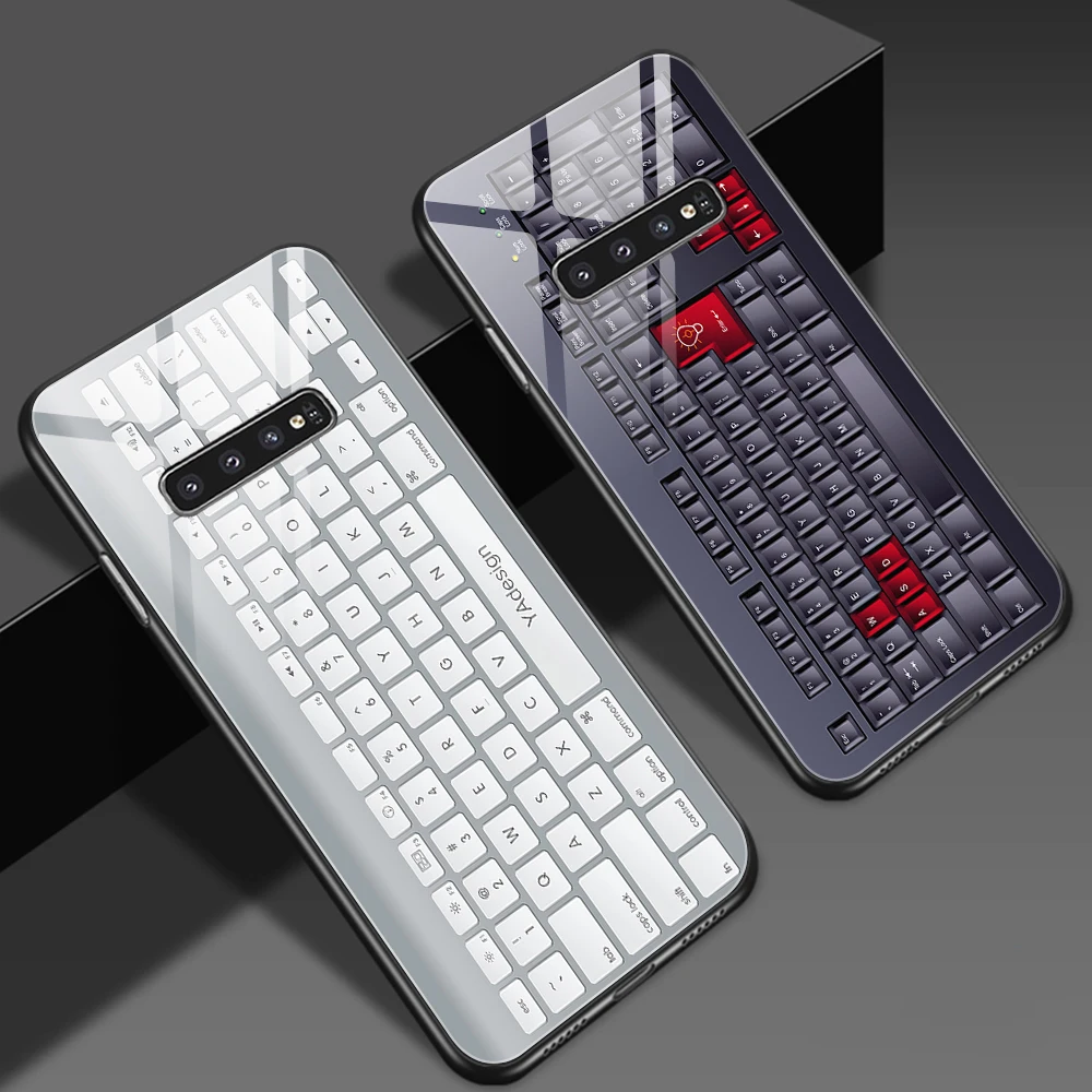 

Funny Keyboard For Samsung Galaxy S22 S10 A51 S8 S10e S20 FE Ultra A52 A52S 5G A32 A12 Note 20 10 9 Plus Tempered Glass Case