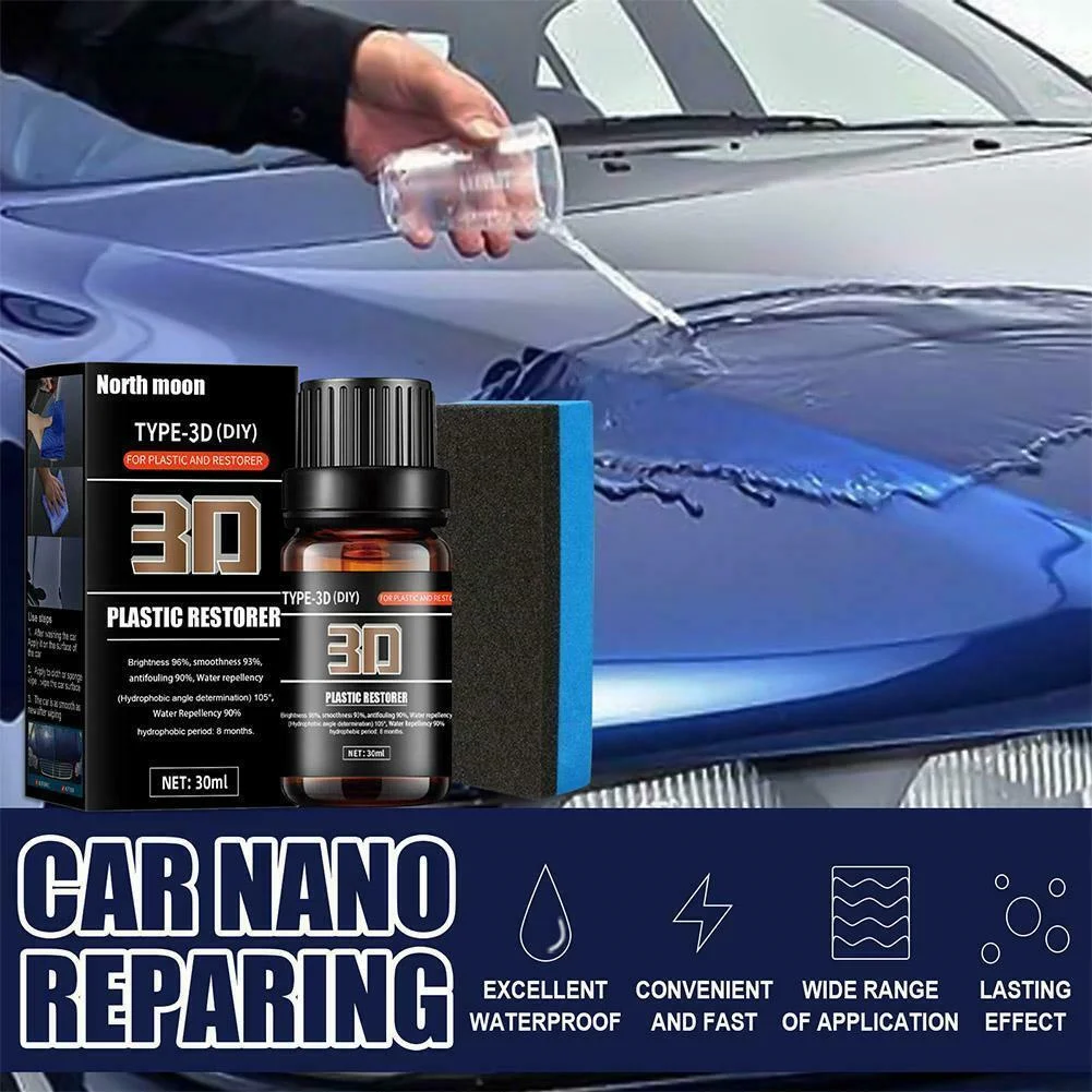 

30ml 3D Wax Car Coating Liquid Car Care Agent Reduce Scratches Plastic Restorer (30ml + Sponge Box) Car Plastic Plating Refurbis