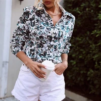 womens blouse lapel long sleeve loose casual fashion printed shirt commuter elegant 2022 summer spring new fashion ladies tops