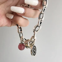 925 sterling silver vintage strawberry crystal clock round brand fashionable women bracelet temperament designer chrams bangles