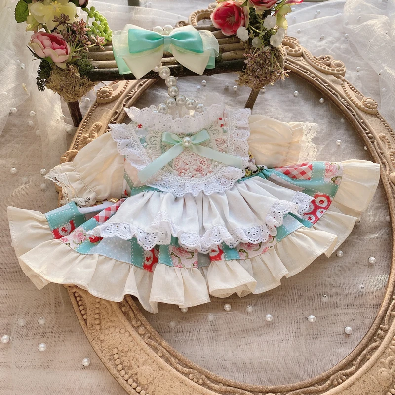 

Doll Clothes Dress Sweet Lace Bowknot Handmade for 15cm 20cm 40cm Plush Doll