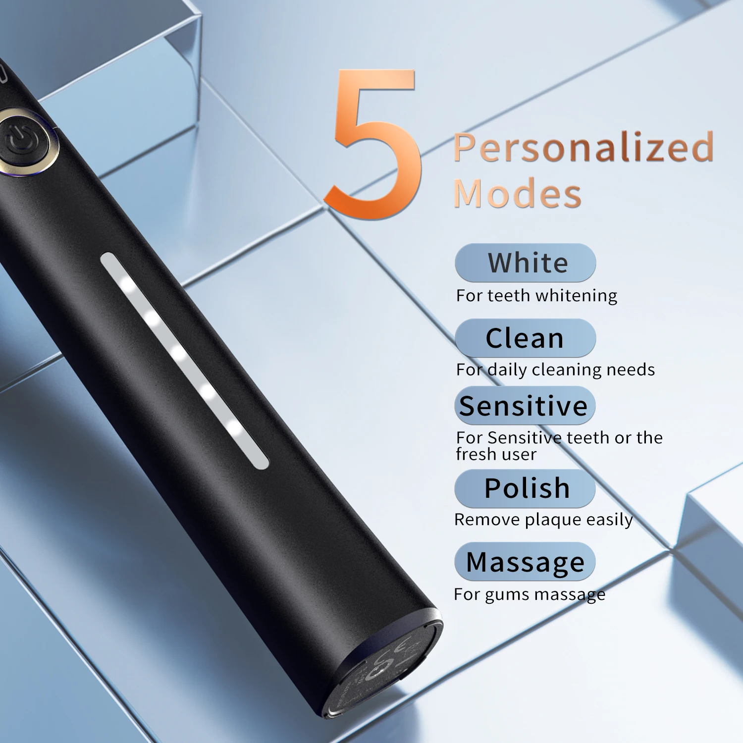 Seago Sonic Electric Toothbrush Tooth brush USB Rechargeable adult Waterproof Ultrasonic automatic 5 Mode with Travel case enlarge