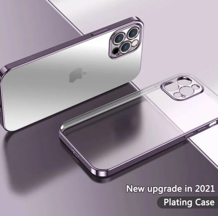 

Luxury square plating transparent silicone case for iPhone 11 12 Pro Max Mini XR X XS 6 7 8 Plus SE 2020 Transparent Cover