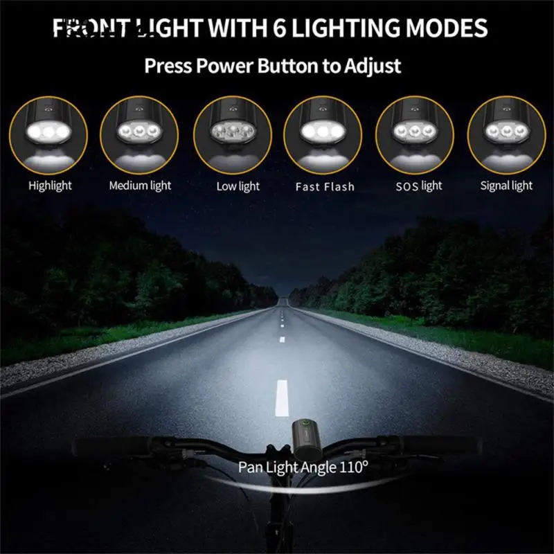 

Waterproof Bicycle Headlight Powerful 6 Lighting Modes Mountain Bike Cycling Light Usb Charging High Quality Super Bright