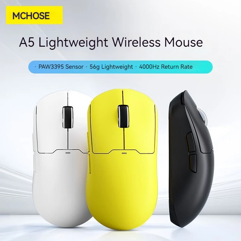 

Mchose A5 Wireless Game Mouse 2.4g Usb Bluetooth Wireless Tri Mode Long Range Paw3395 Lightweight Mouse Esportsofficeaccessories