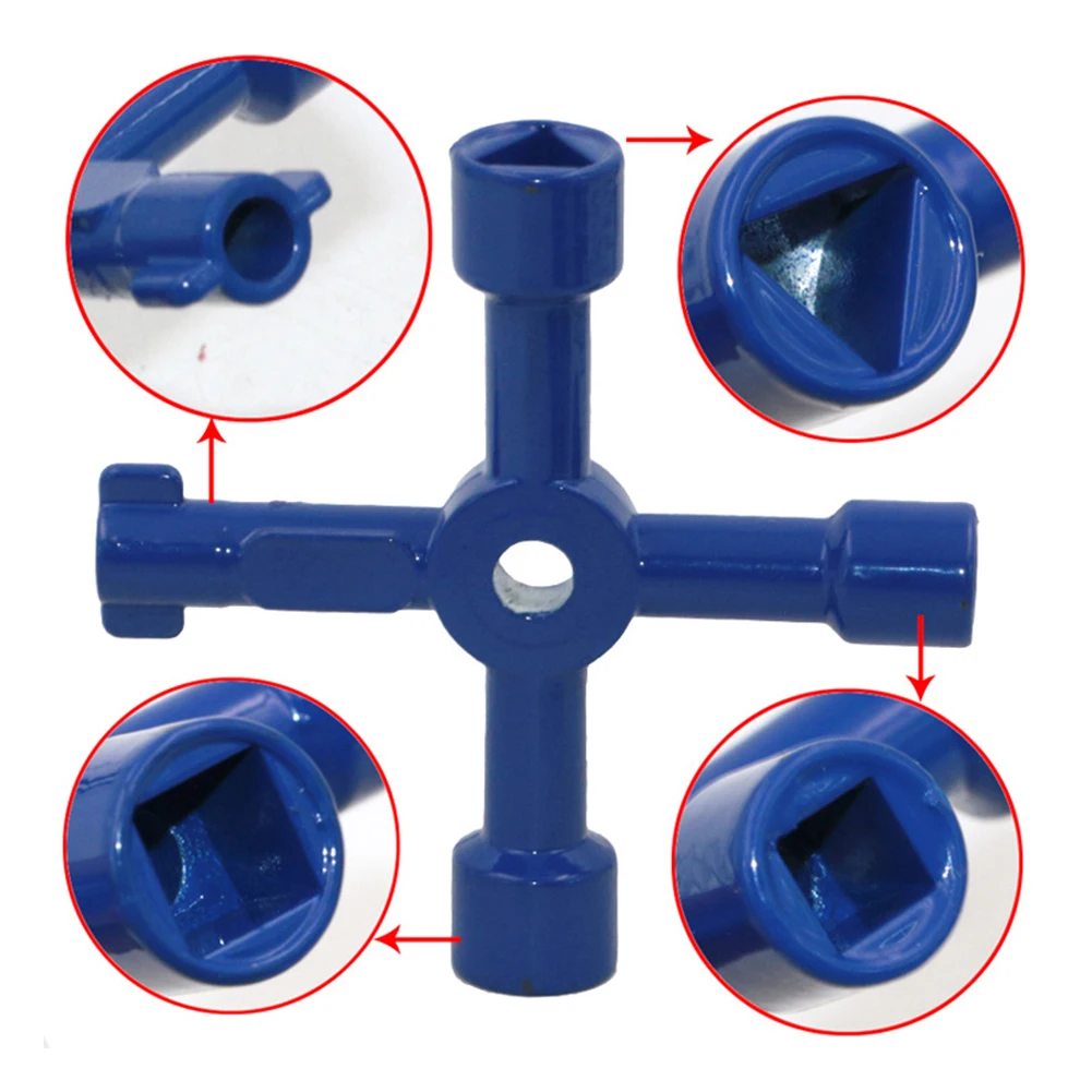 

4 In 1 Key Wrench 4-Way Keys Cross Triangle Plumbing Opening Key Wrenches Tool For Gas Meter Cabinet Deflation Radiator