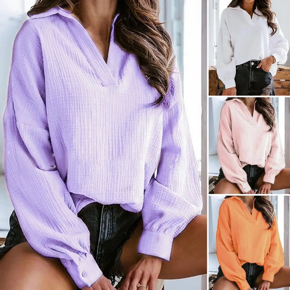 

Classic Autumn Shirt Pleated Thin Long Sleeve Simple Casual Pullover Shirt Pullover Shirt Casual Shirt