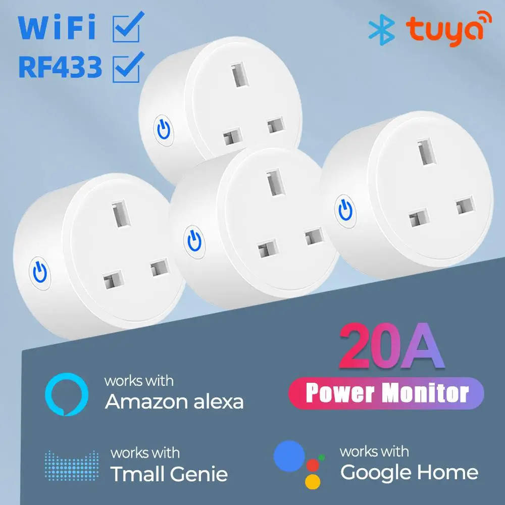 

Uk 20a Smart Home Dual Mode Smart Socket Tuya Wifi With Power Monitor Works With Alexa And Google Home Smart Plug Set Schedule