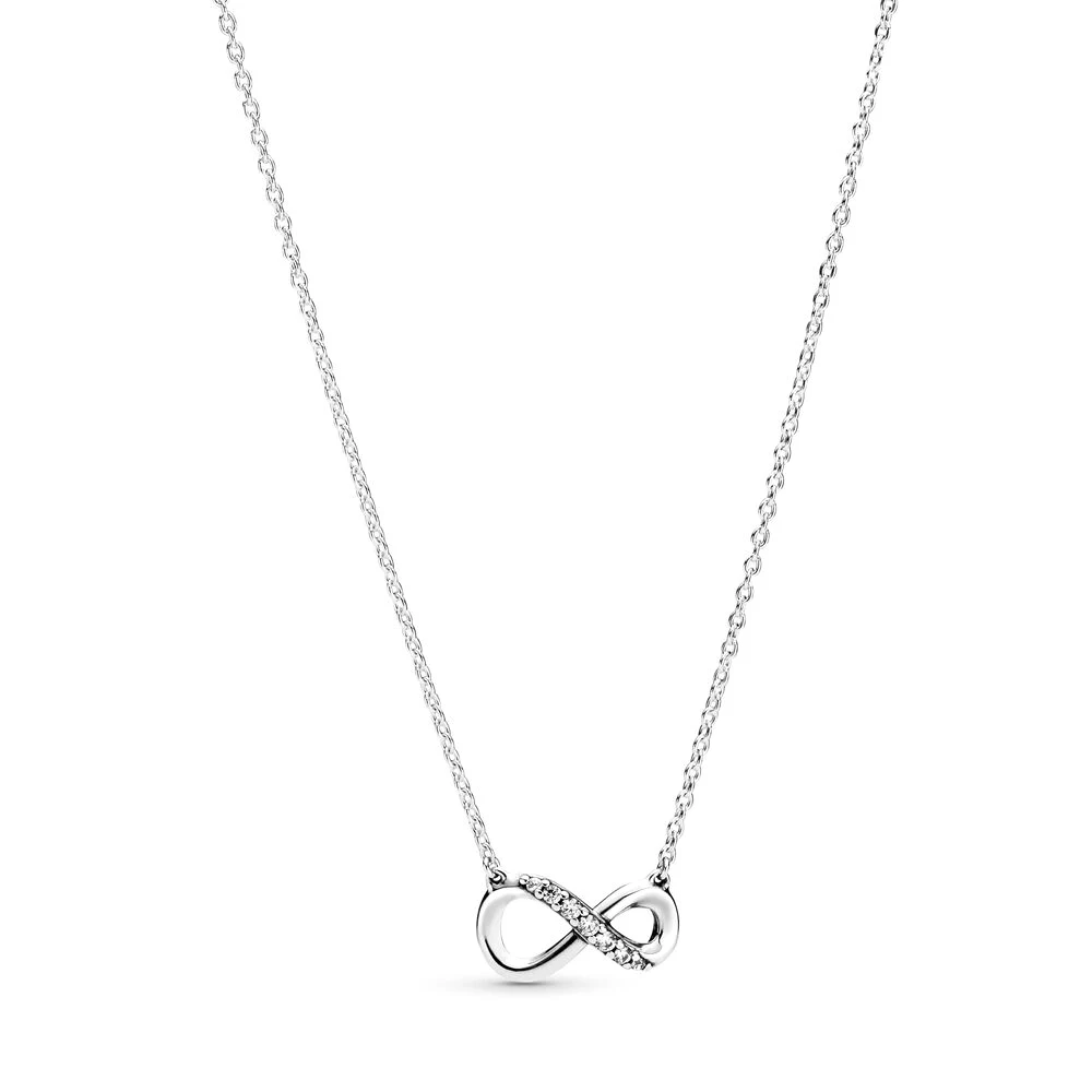 Collar de plata esterlina 2020 100% para mujer, Gargantilla Infinity brillante, compatible con el Día de la madre, regalo de joyería Original, novedad de 925
