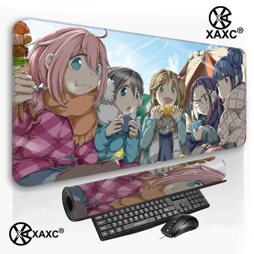 Фото Коврик для мыши Anime Yuru Camp XAXC, большой коврик для клавиатуры и мыши, XXL, нескользящий, резиновый, игровой коврик для мыши, коврик для ноутбука. №3