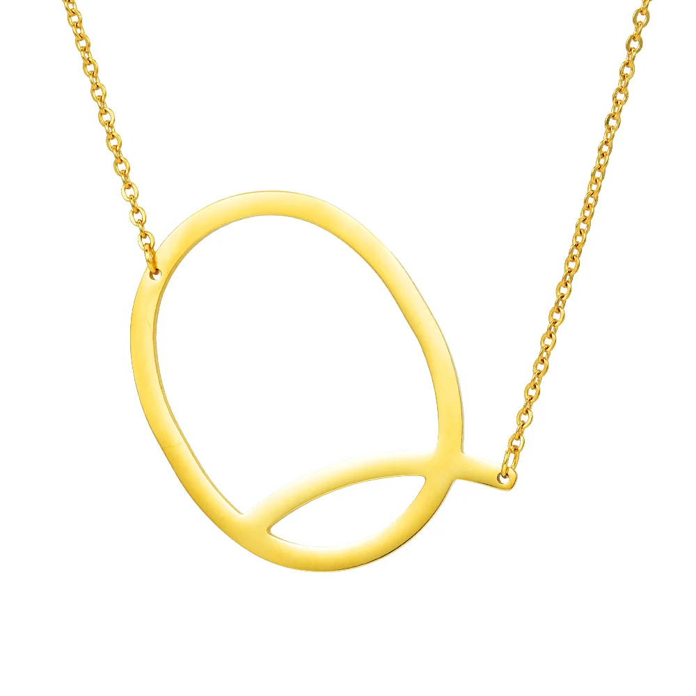 

Very Big Letter Q New Arrive Stainless Steel Gold Color Fashion Name Necklace