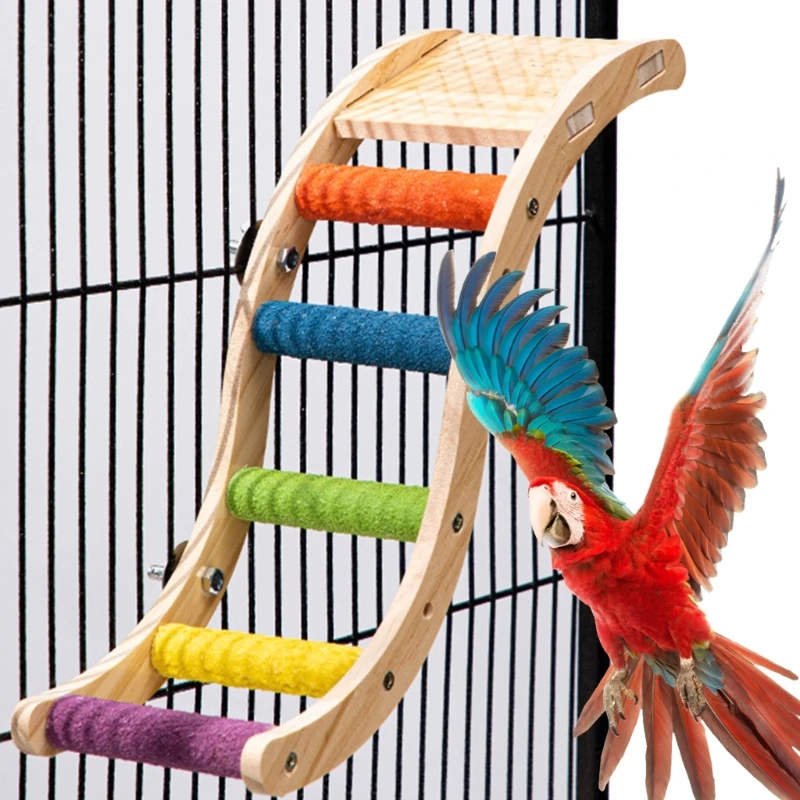 

Perch Grinding Paw Gym Ladder Exercise Parrot Training Toy Stand Ladder Playground Bird Wood Interactively Stand Bird