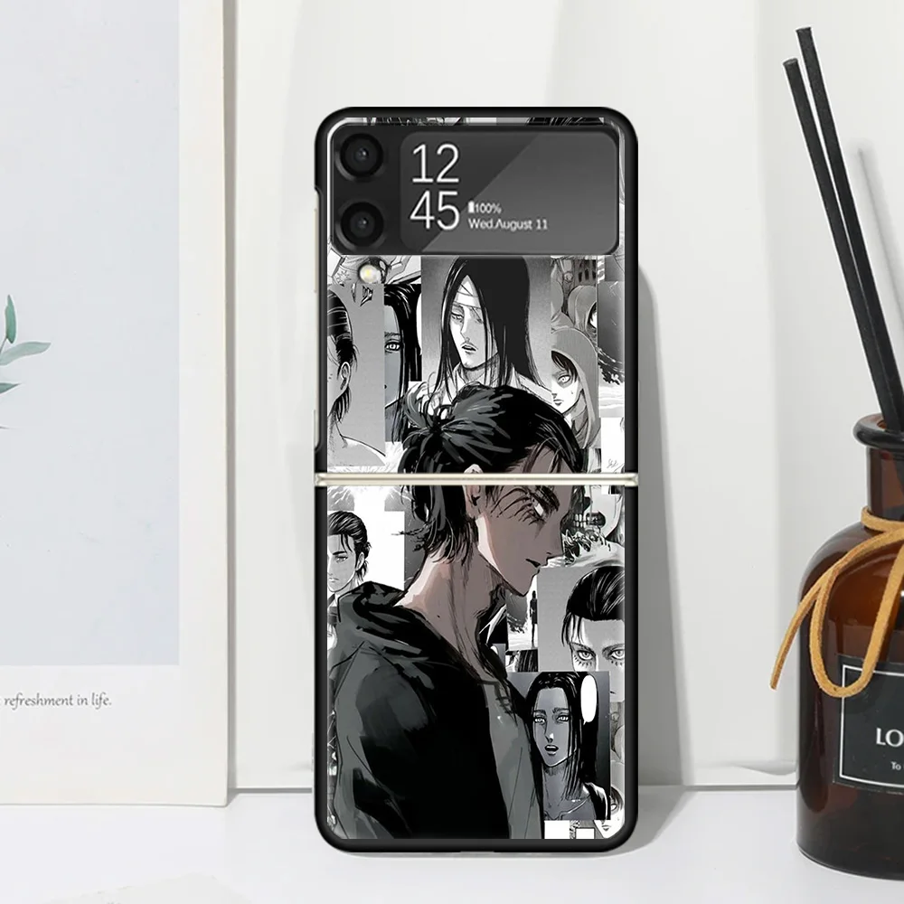 Фото Чехол для телефона с аниме «Атака Титанов» для Samsung Galaxy Z Flip 7 Flip7 Zflip 6 Flip6 5 Flip5 4 Flip4 3 Flip3 5G Fundas Black Cover Gala №4