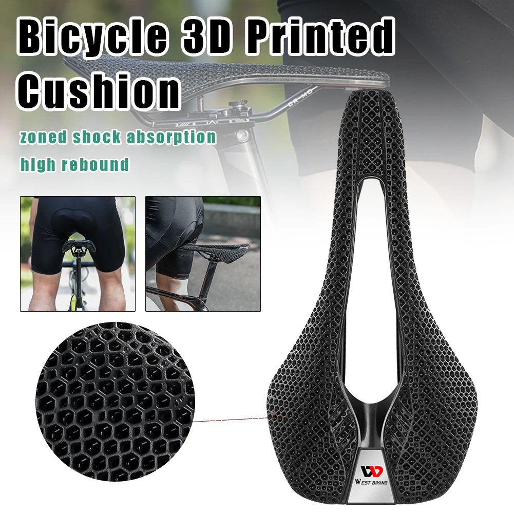 

Bicycle 3D Printed Saddle Hollow Racing Comfortable Breathable Seat Soft and Cozy Honeycomb Cushion Riding Equipment Bike Parts