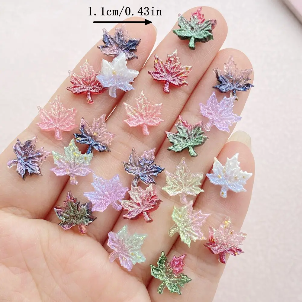 50 шт. милые мини красочные кленовые листья дизайн ногтей полимерные дизайнерские