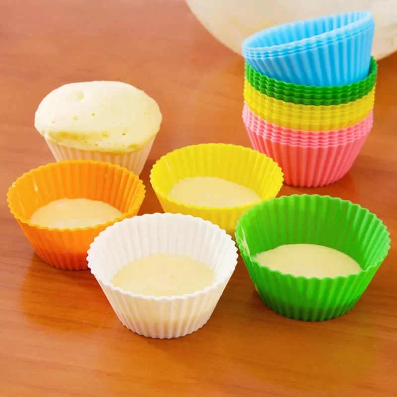 

6pcs Muffin Cake Mold Heart star Flower round shape Cupcake cup Heat Resistant Nonstick Silicone Soap mould Reusable Baking tool