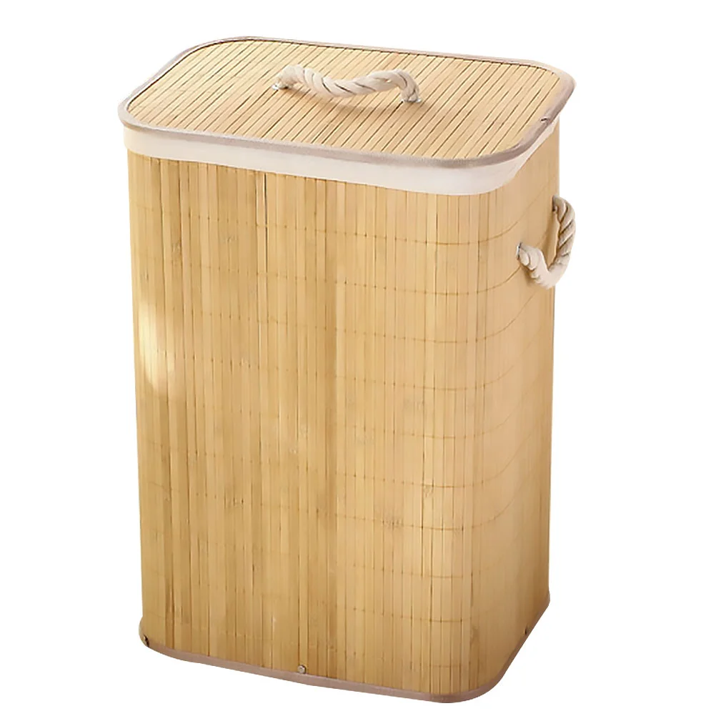 

Foldable Wicker Laundry Baskets Household Laundry Dirty Clothes Storage Bucket Bamboo Basket (Khaki)