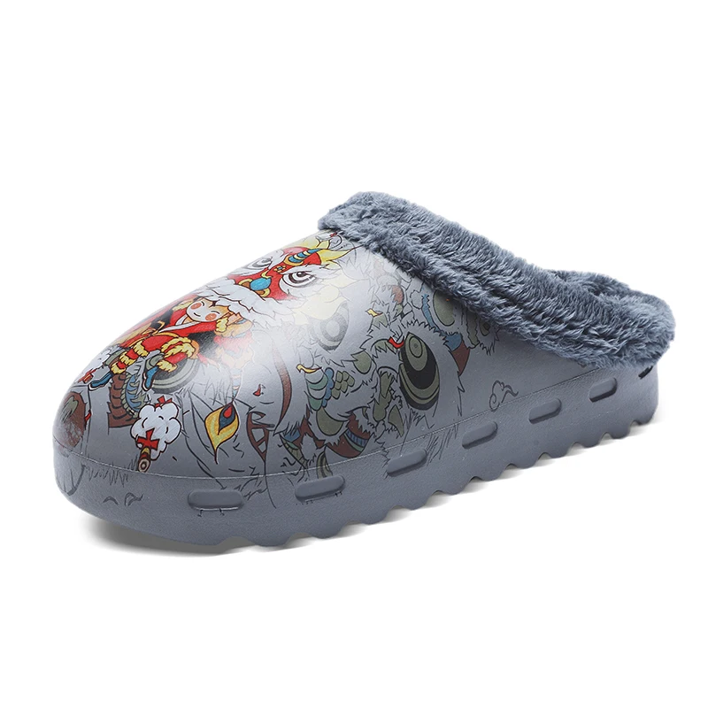 

New Arrivals Winter Men's YZY Fur Slides Slip On Keep Warm Cotton Slippers Lightweight YZY Fur Slippers For Man Plus Size 39-46