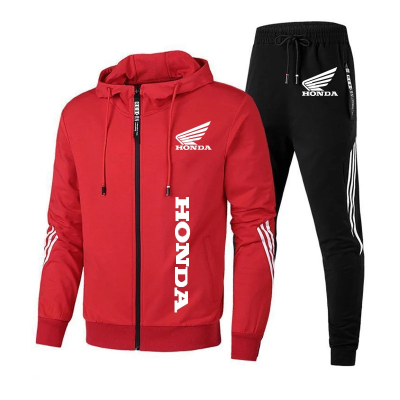 Мужской спортивный костюм для бега Honda черный из двух предметов толстовка на