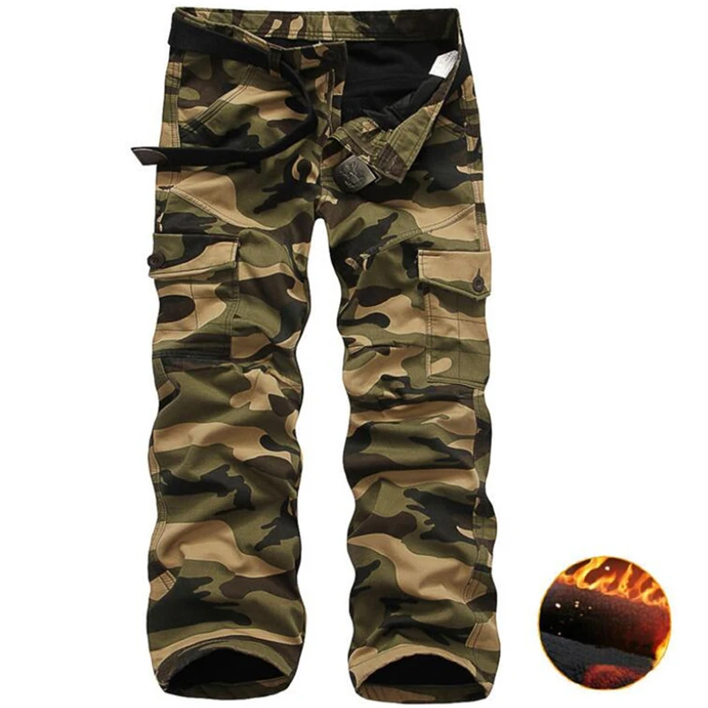 

New Camouflage Fleece Pants Men Casual Camo Cargo Military Trousers Hip Hop Joggers Streetwear Urban Overalls Tactical Pants