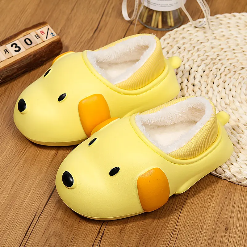 Fashion Unisex Shoes Women Slippers Cute Bear Cotton Slippers Winter Waterproof Warm Slippers Women Non-slip Home Slippers Men