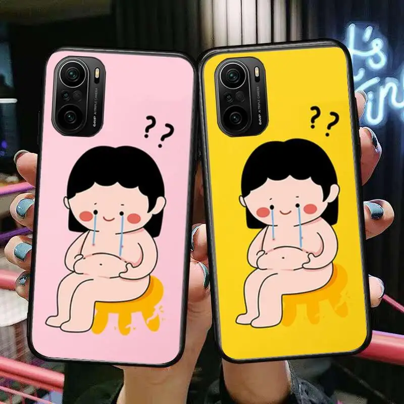 

Fat cute little girl Phone Case For xiaomi redmi POCO F1 F2 F3 X3 Pro M3 9C 10T Lite NFC Black Cover Silicone Back Prett mi 10 u