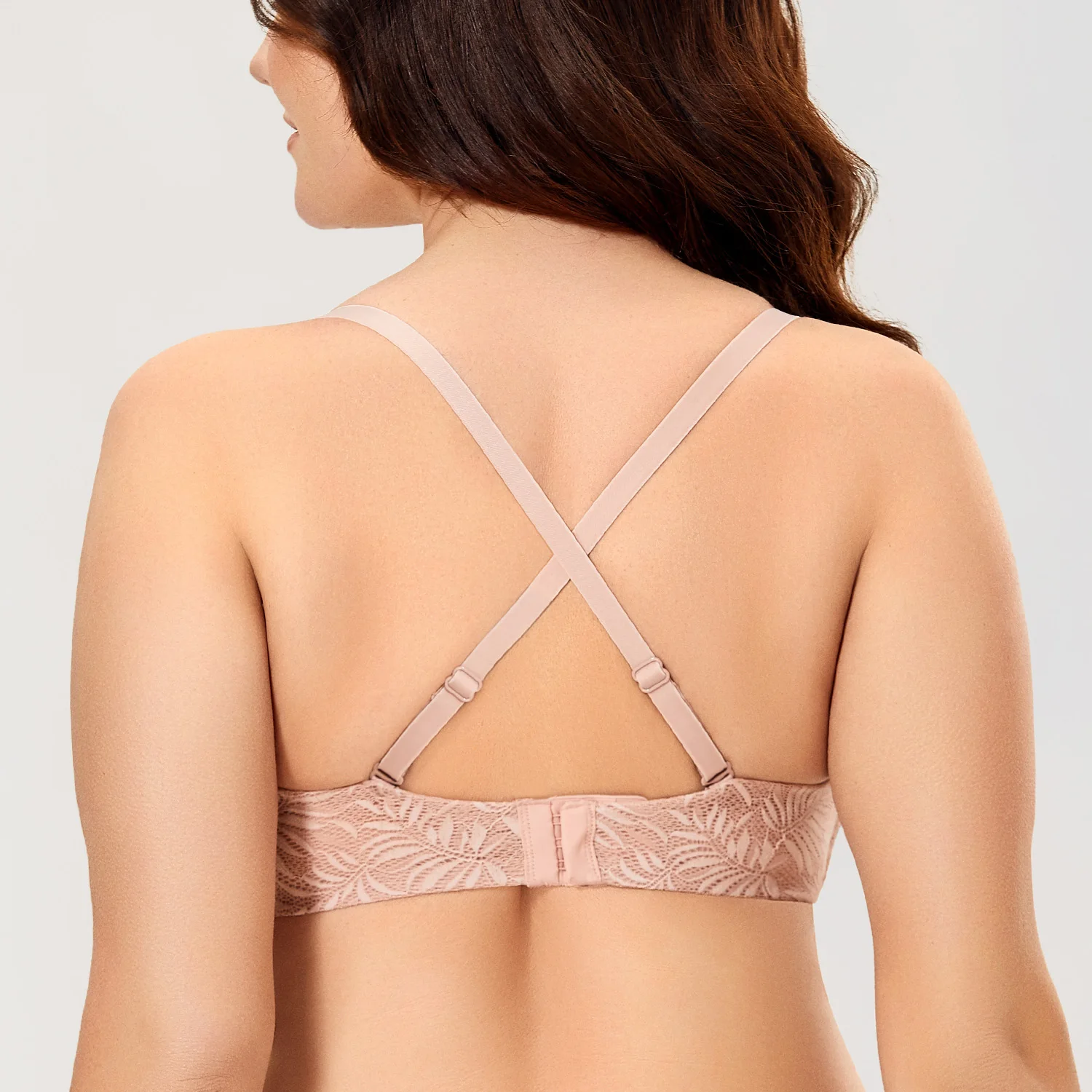 DELIMIRA Women's Lace Strapless Minimizer Bra Underwire Bandeau for Large Bust Plus Size