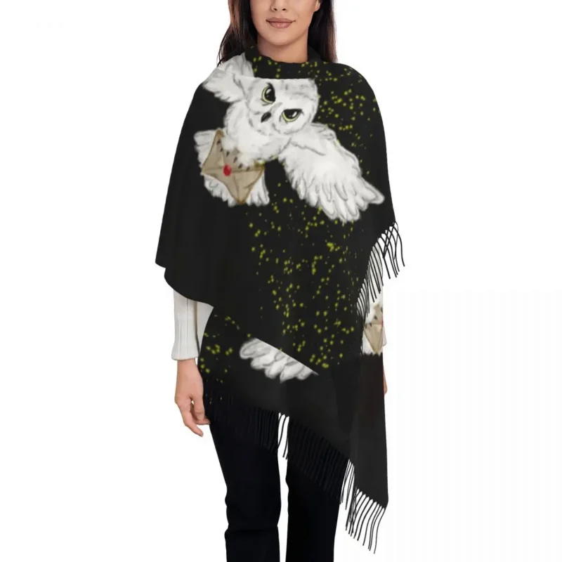 

Luxury Owl Flight Tote Bag Tassel Scarf Women Winter Fall Warm Shawl Wrap Lady Witch Magic Scarves