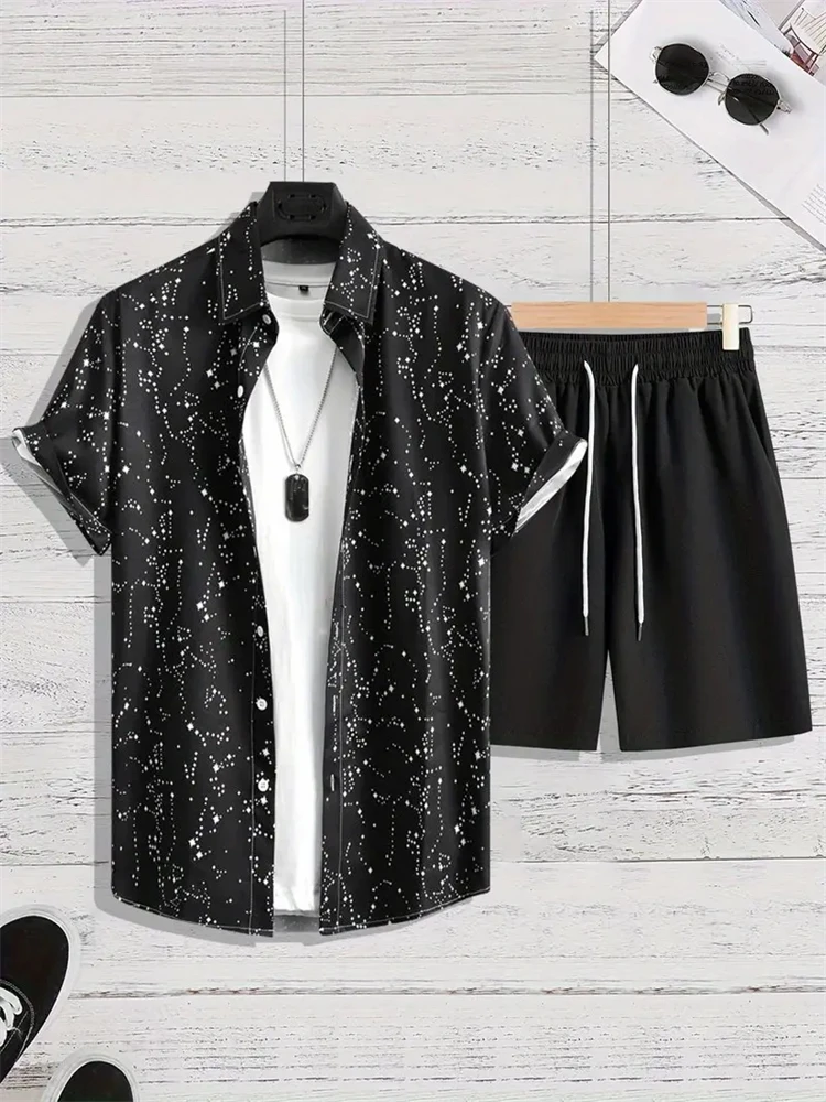 Рубашка мужская с принтом 3D модная Повседневная блуза коротким рукавом пляжные