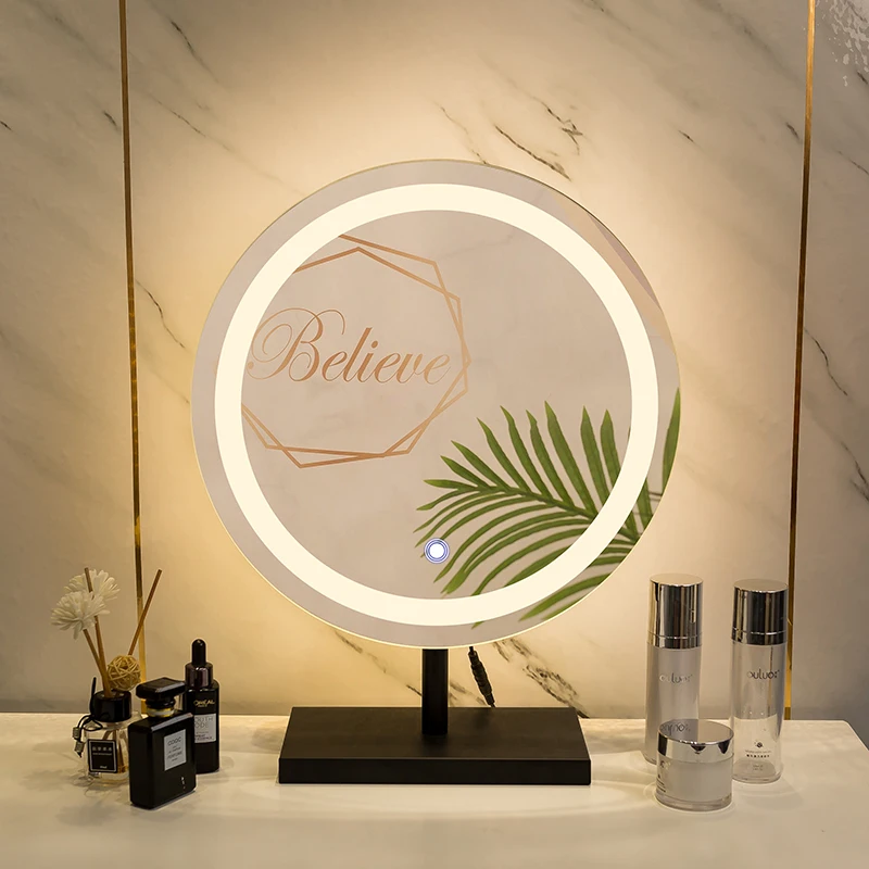

Makeup Mirror Aesthetic Desktop LED Lamp Student Decoration Home Dressing Table Beauty Entrance Large Round Mirrors for Bedroom