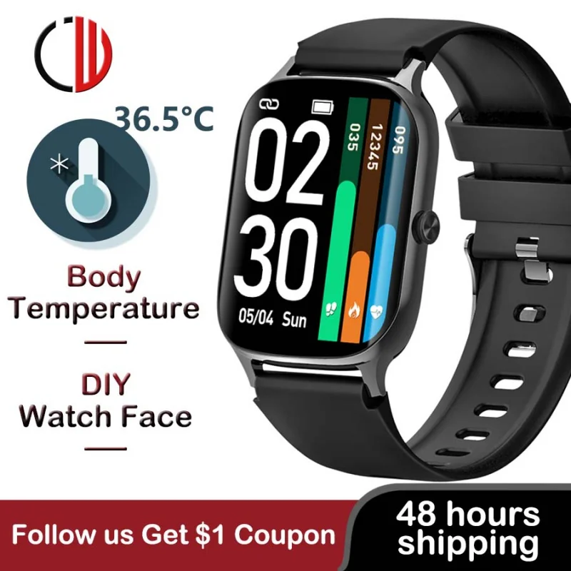

JW37 Smart Watch Body Temperature Smartwatch Man Woman Fitness Tracker Bracelet 1.69 inch Waterproof Gts 3 P28 Android IOS
