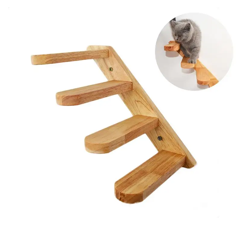 

Cat 4 Steps Cat Climbing Shelf Cat Steps Cat Ladder Wooden Cat Stairway Wall Mounted Climber Set For Playful Cats Easy To