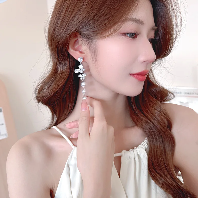 FXLRY Princ Wind Длинная кисточка S925 Серебряные иглы Бабочка Жемчуг Рождественские