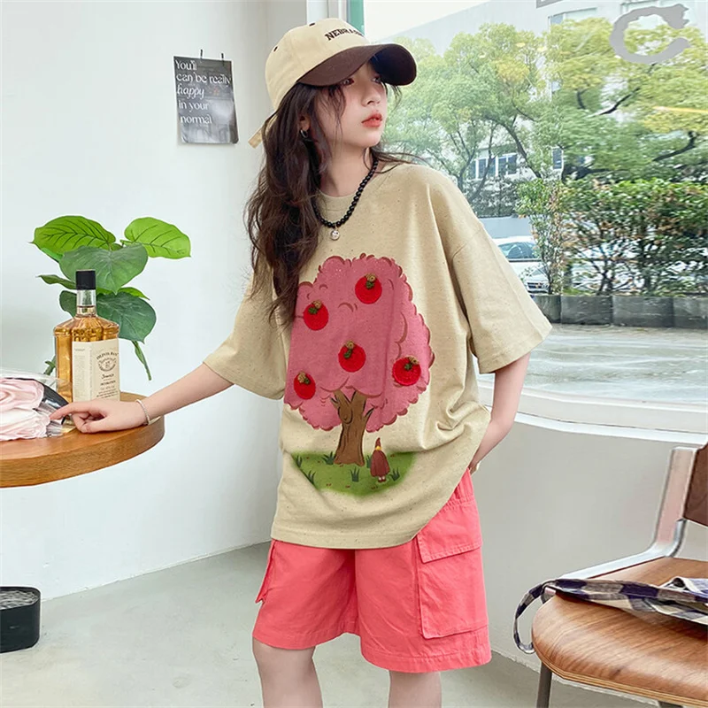 Комплект летнего платья для девочек новинка 2024 детский летний комплект из двух