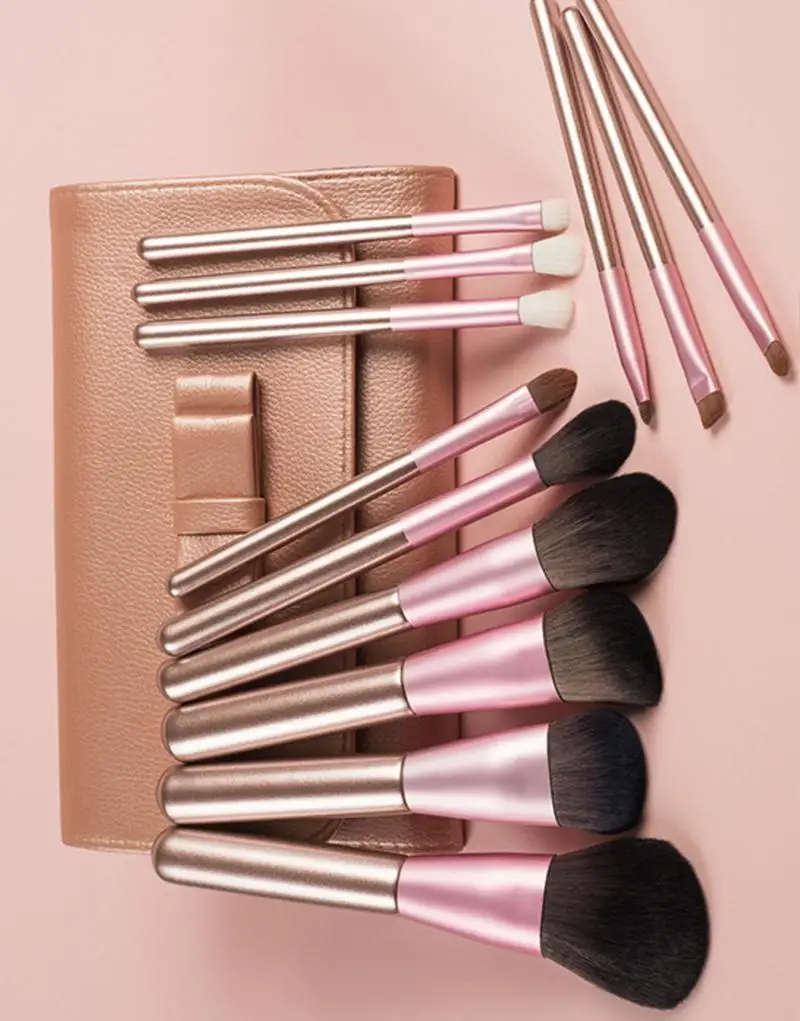 

12pcs Gold Pink Makeup Brushes Set