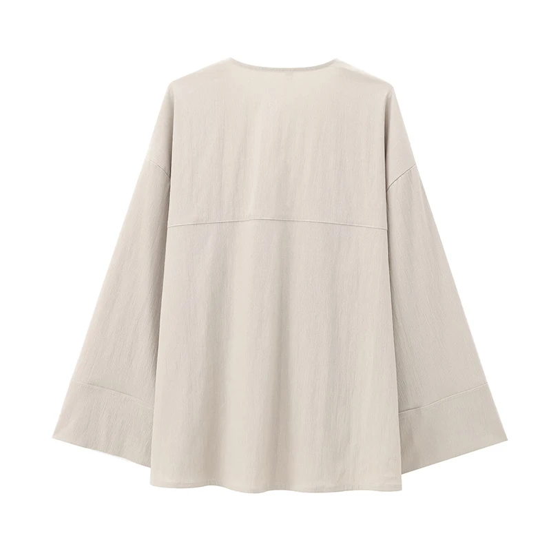 Элегантное пальто с v-образным вырезом и длинными рукавами свободная верхняя