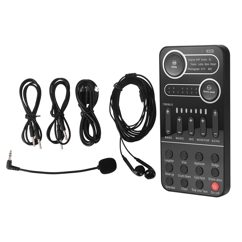 

Универсальный преобразователь голоса, миниатюрная звуковая карта, многофункциональные звуковые эффекты, портативная карта для смены трансляций в реальном времени с микрофоном